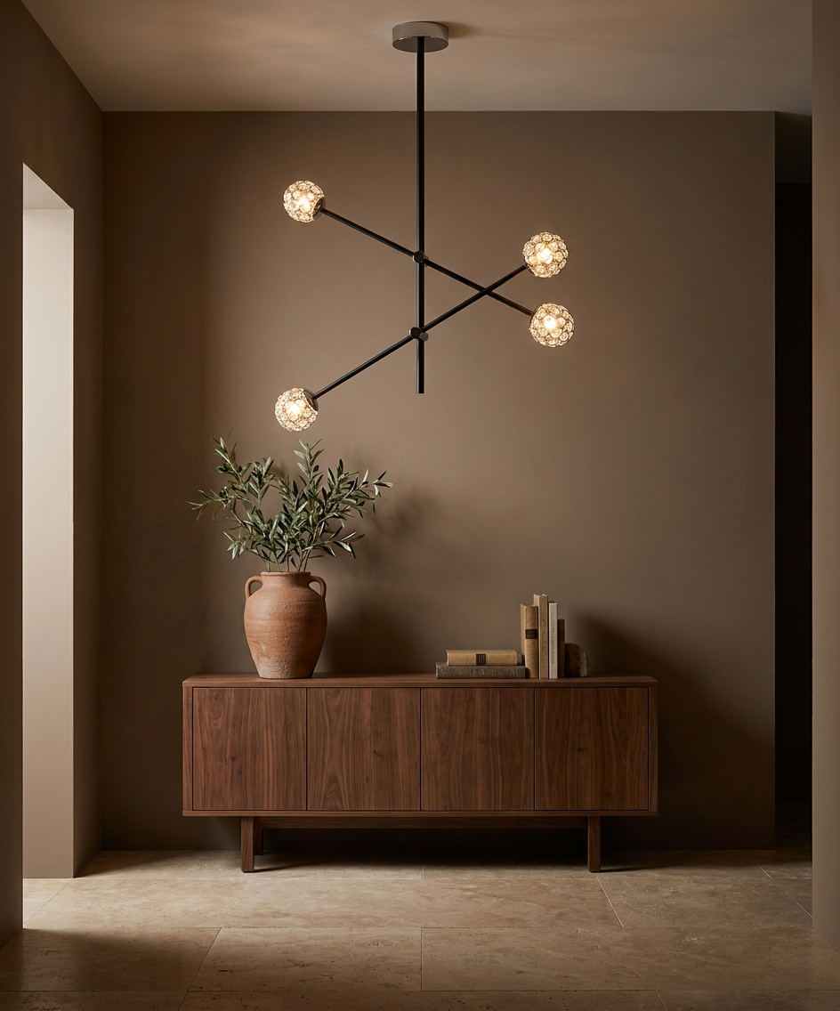 Suspension 4 Lampes Acier Verre Cristal Noir · Paksos · photo 8