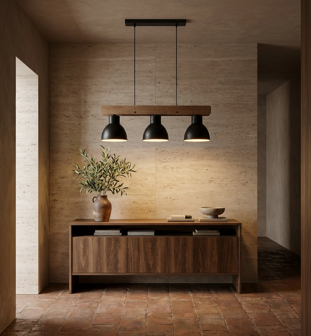 Suspension 3 Lampes Acier Bois Noir · Vario · photo 9