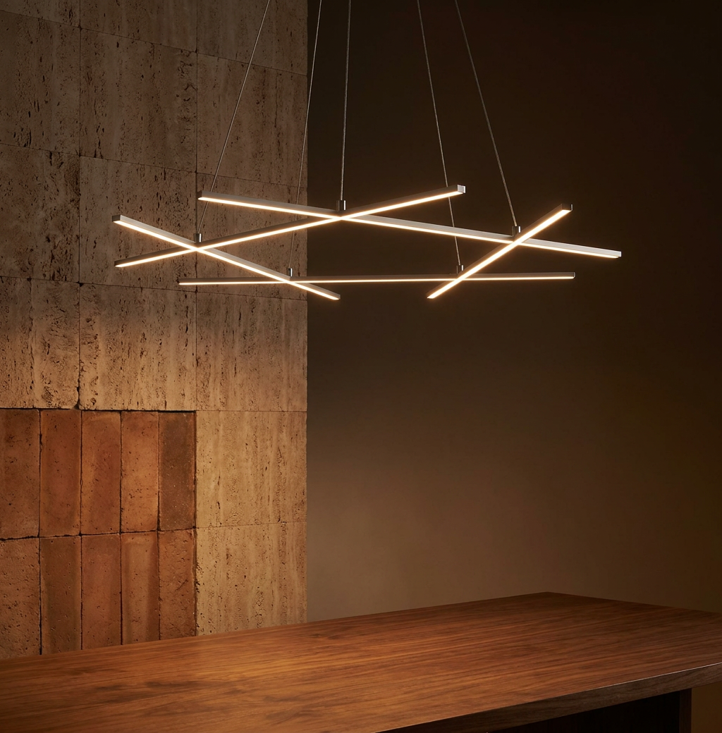 Suspension LED Acier Composite Argenté · Andros · photo 10