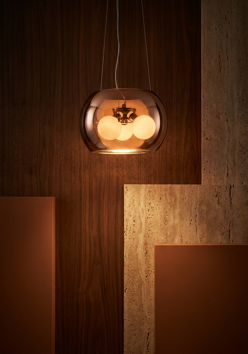Suspension 3 Lampes Métal Verre Doré · Gemo · photo 10