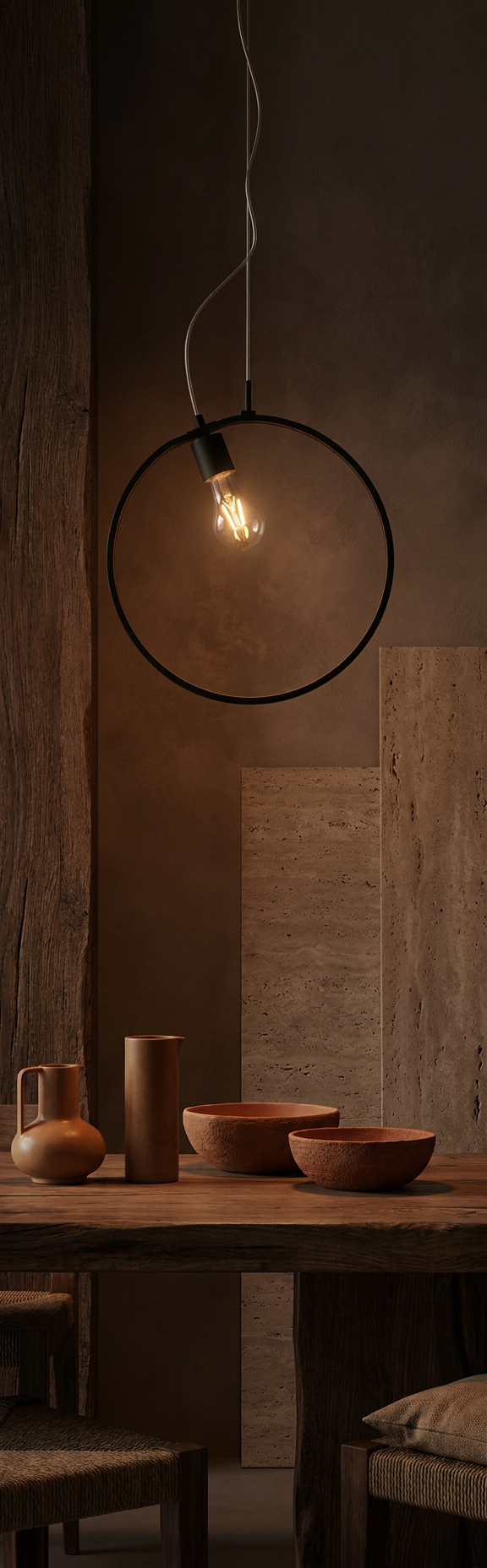 Suspension 2 Lampes LED Acier Composite Noir · Skiros · photo 10