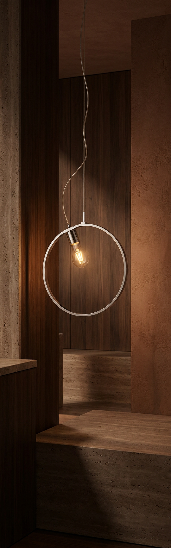 Suspension 2 Lampes LED Acier Composite Chromé · Skiros · photo 10