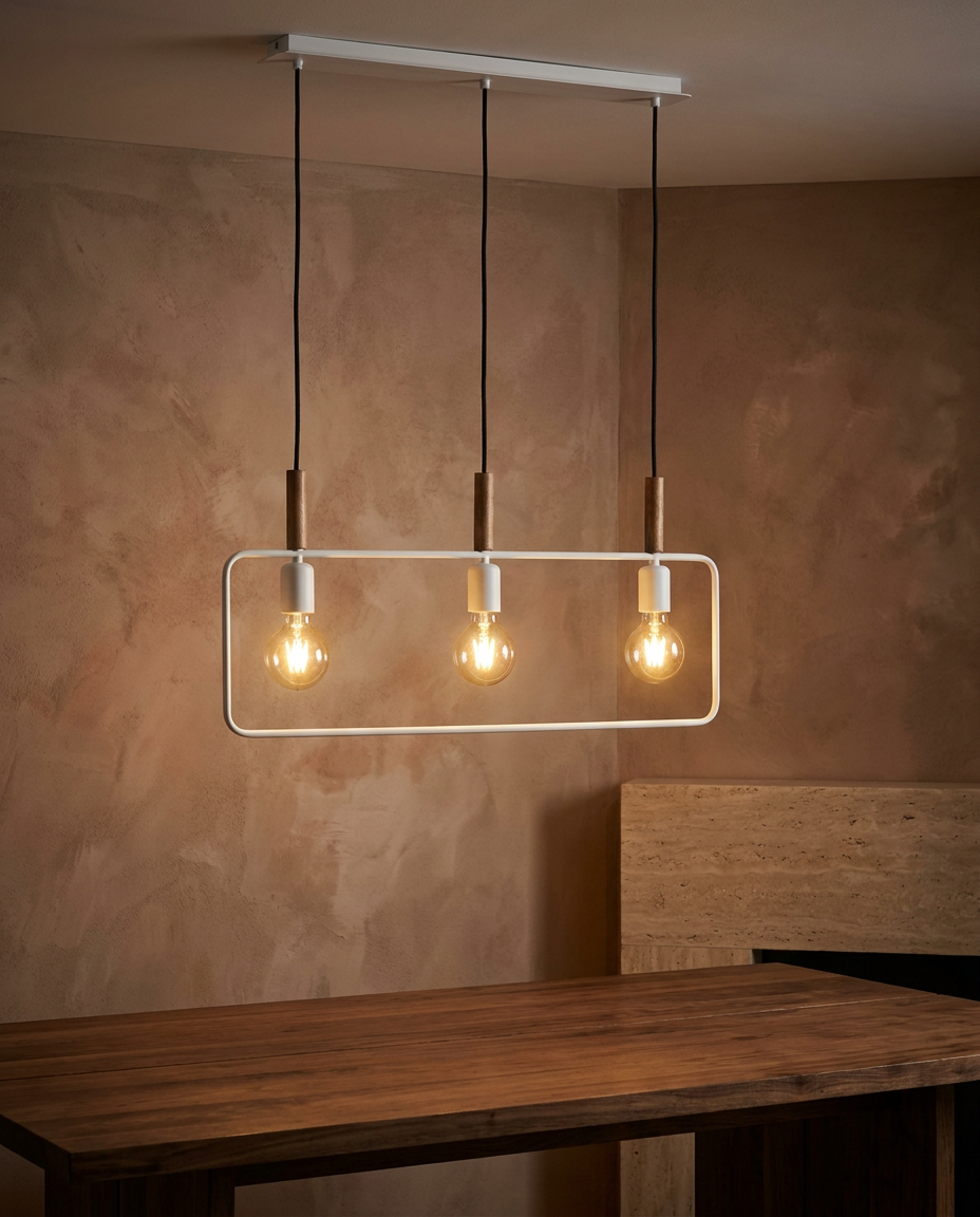 Suspension 3 Lampes Métal Bois Noir · Frame · photo 10