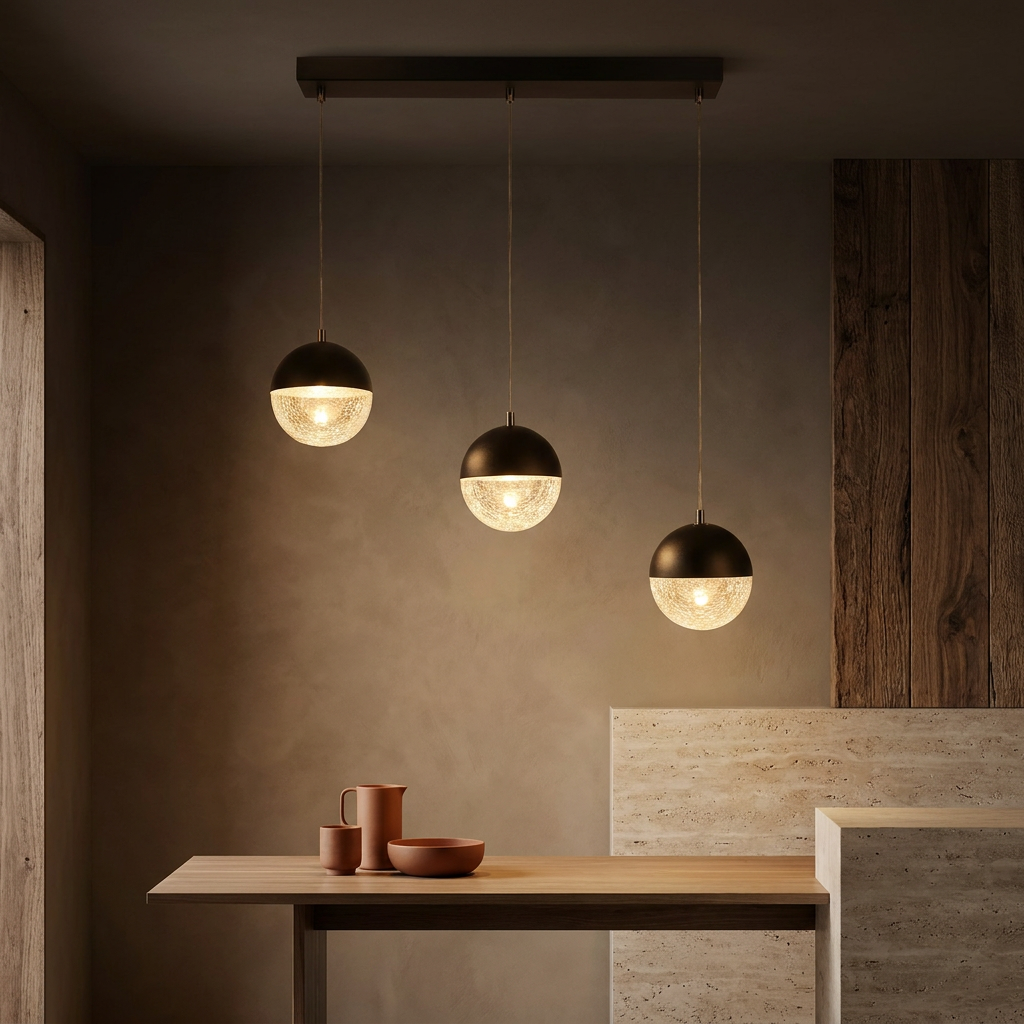Suspension LED Métal Verre Noir · Furni · photo 10