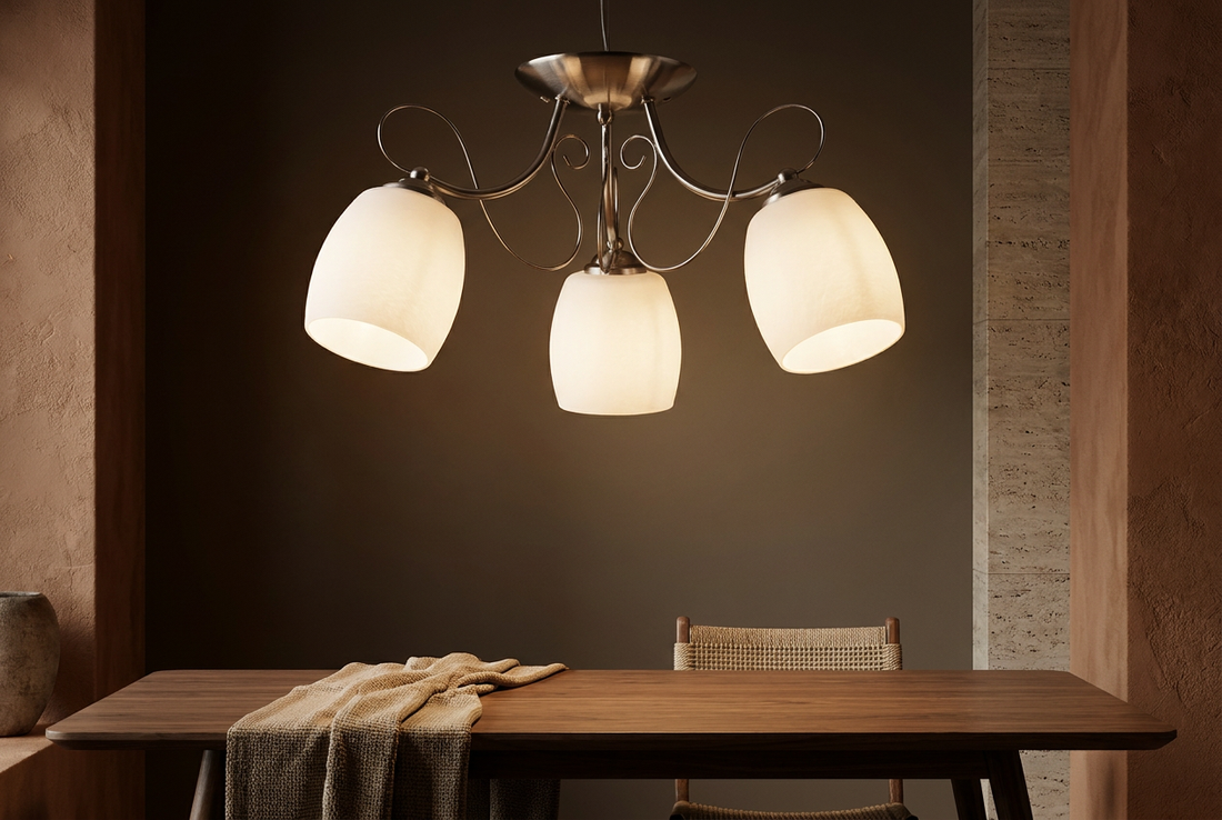 Suspension 3 Lampes Acier Verre Chromé · Amba · photo 9