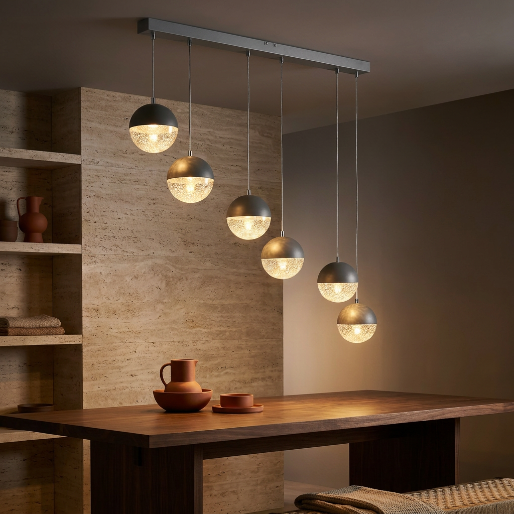 Suspension LED Métal Verre Gris · Furni · photo 10