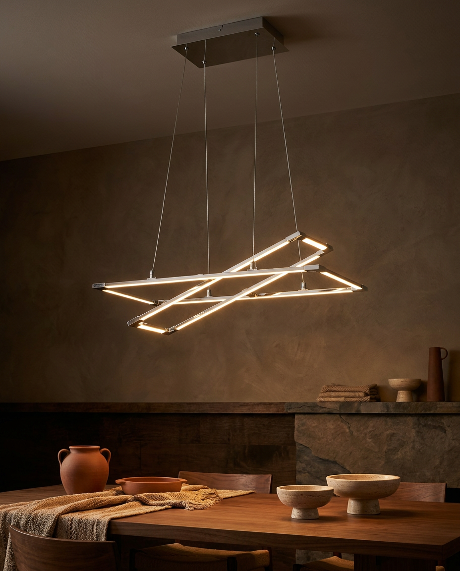 Suspension LED Acier Composite Argenté Gris · Kseros · photo 10