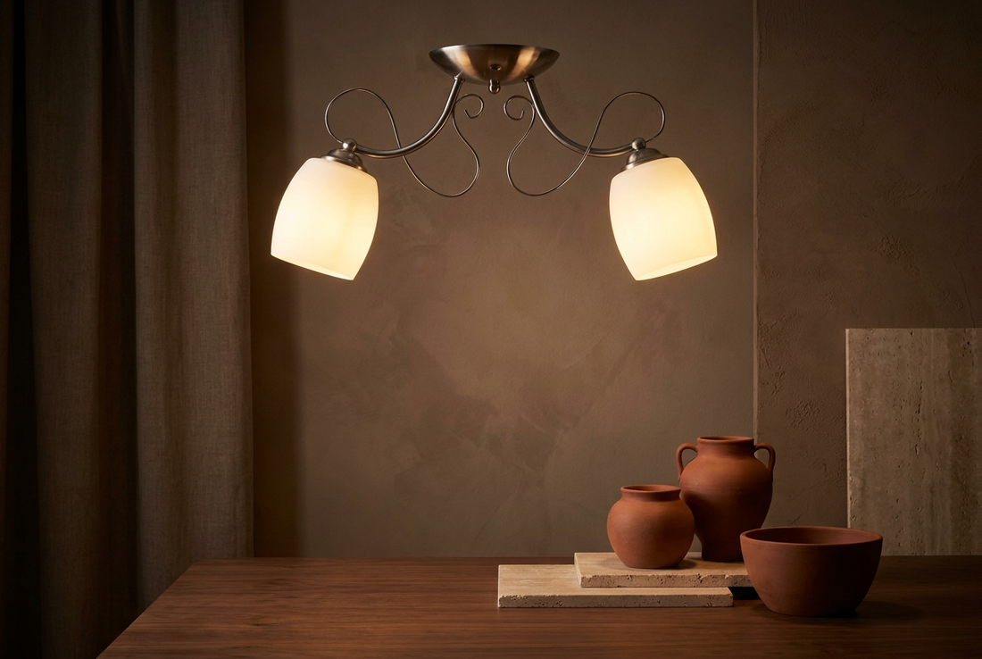 Suspension 2 Lampes Acier Verre Chromé · Amba · photo 9