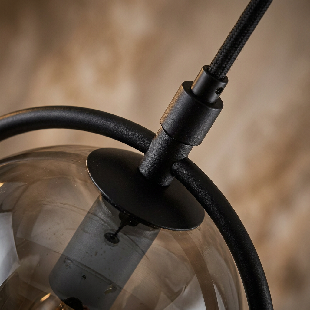 Suspension 2 Lampes Métal Verre Noir Mat · Cordel · photo 12