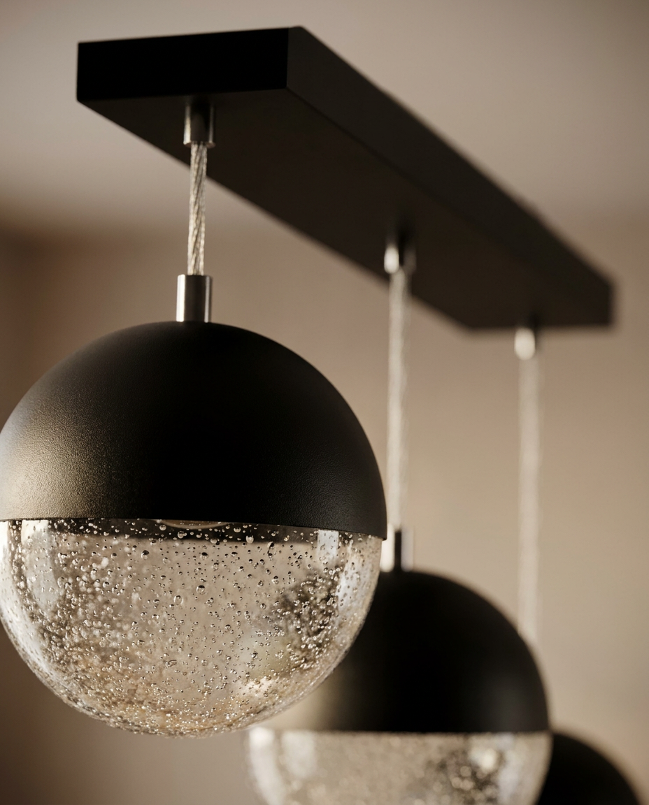 Suspension LED Métal Verre Noir · Furni · photo 11