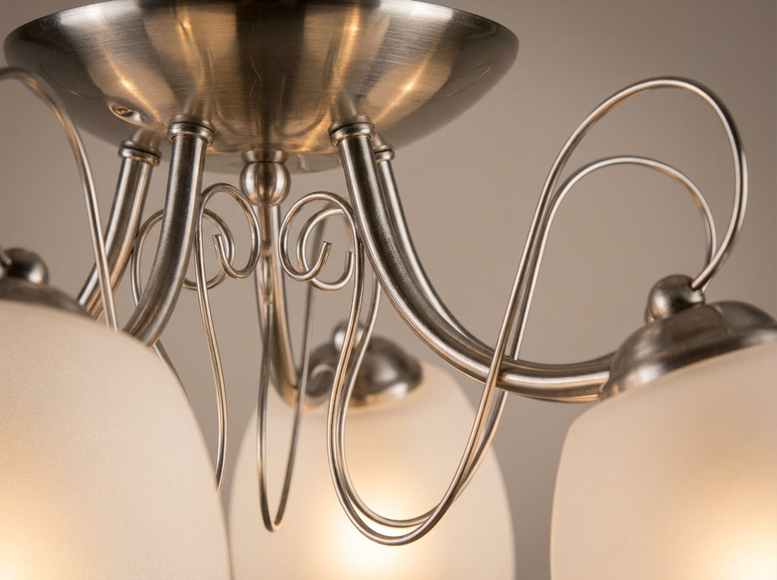 Suspension 5 Lampes Acier Verre Chromé · Amba · photo 10