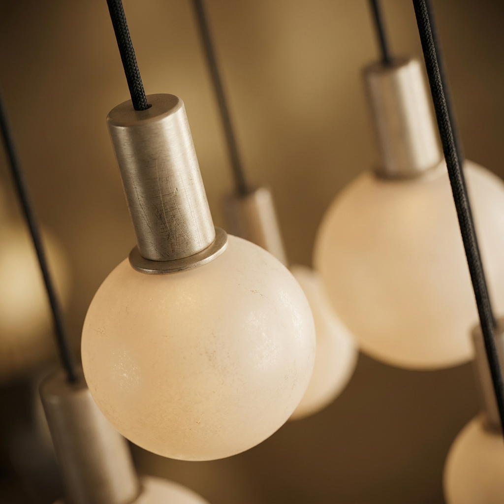 Suspension 6 Lampes Métal Verre Beige · Testa · photo 11