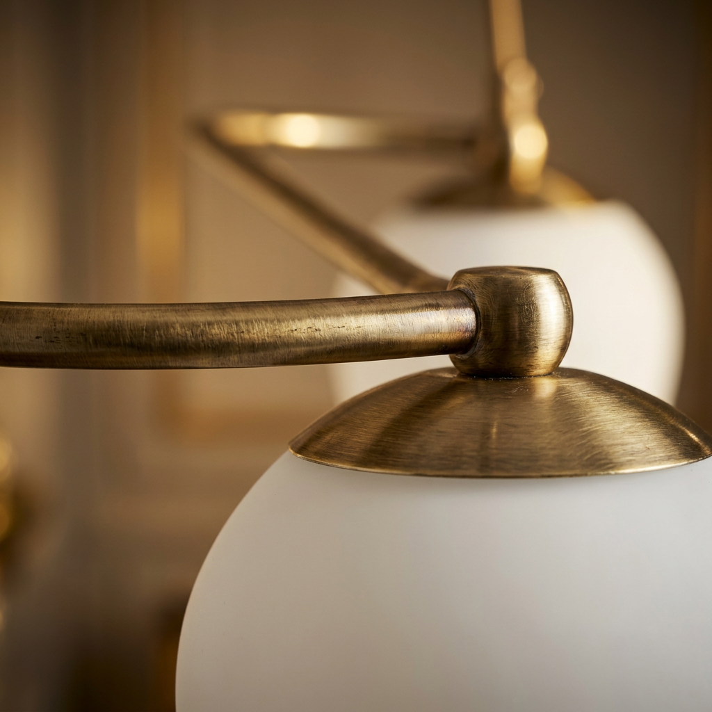 Suspension 2 Lampes Métal Verre Antique Laiton Blanc · Serano · photo 10