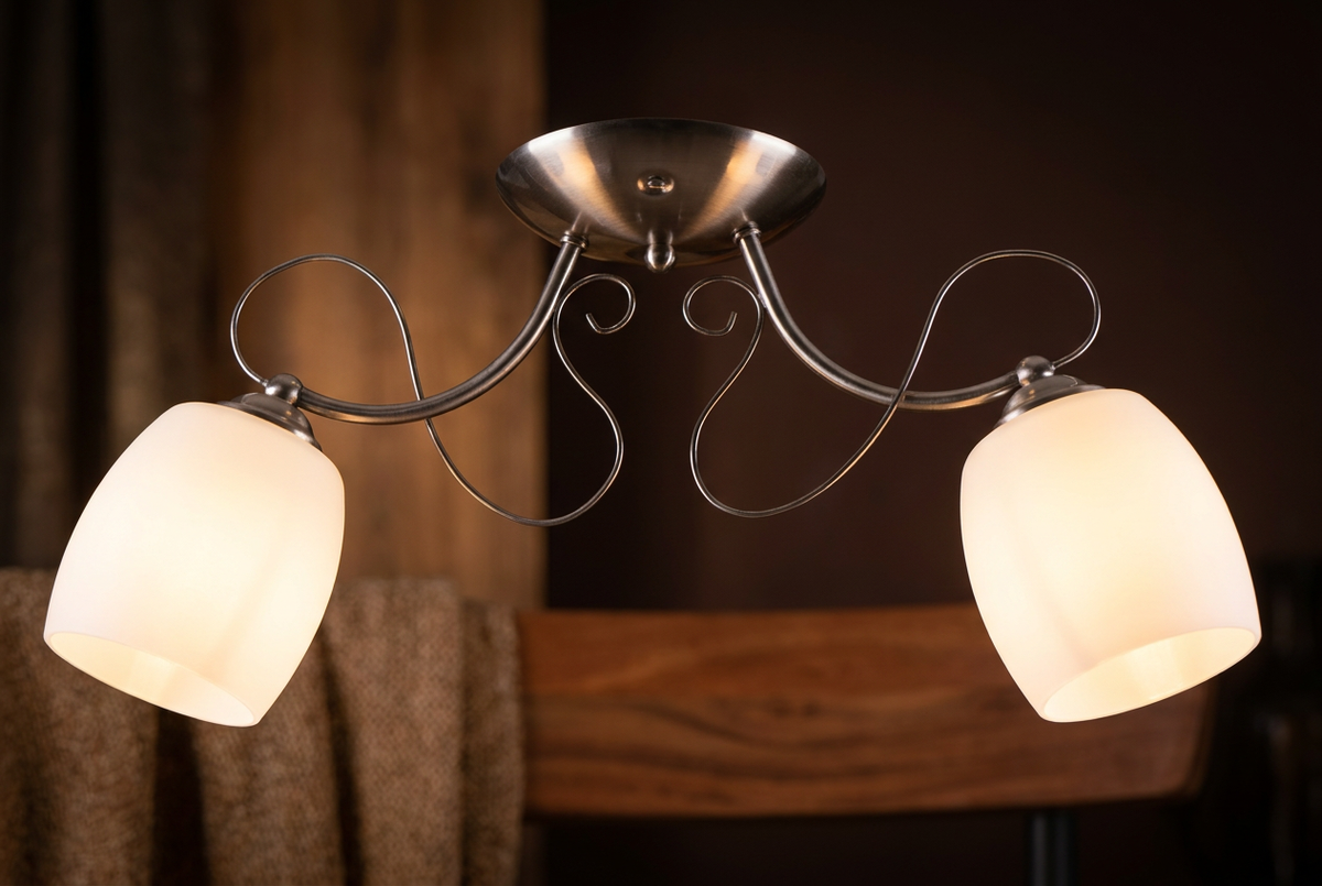 Suspension 2 Lampes Acier Verre Chromé · Amba · photo 11
