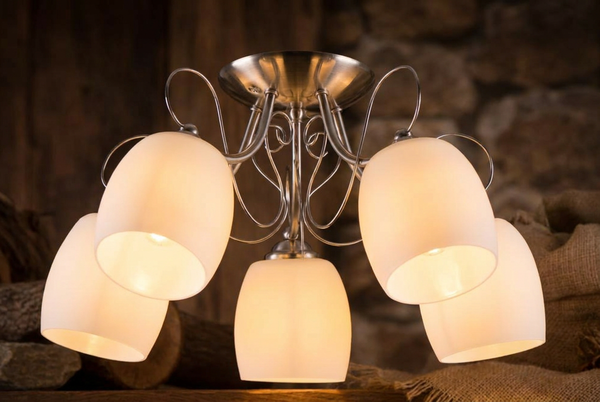 Suspension 5 Lampes Acier Verre Chromé · Amba · photo 11