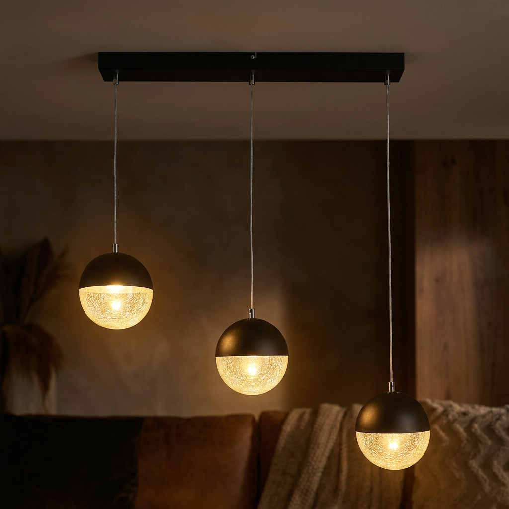 Suspension LED Métal Verre Noir · Furni · photo 12