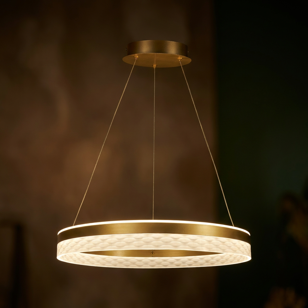 Suspension 2 Lampes LED Acier Composite Doré · photo 11