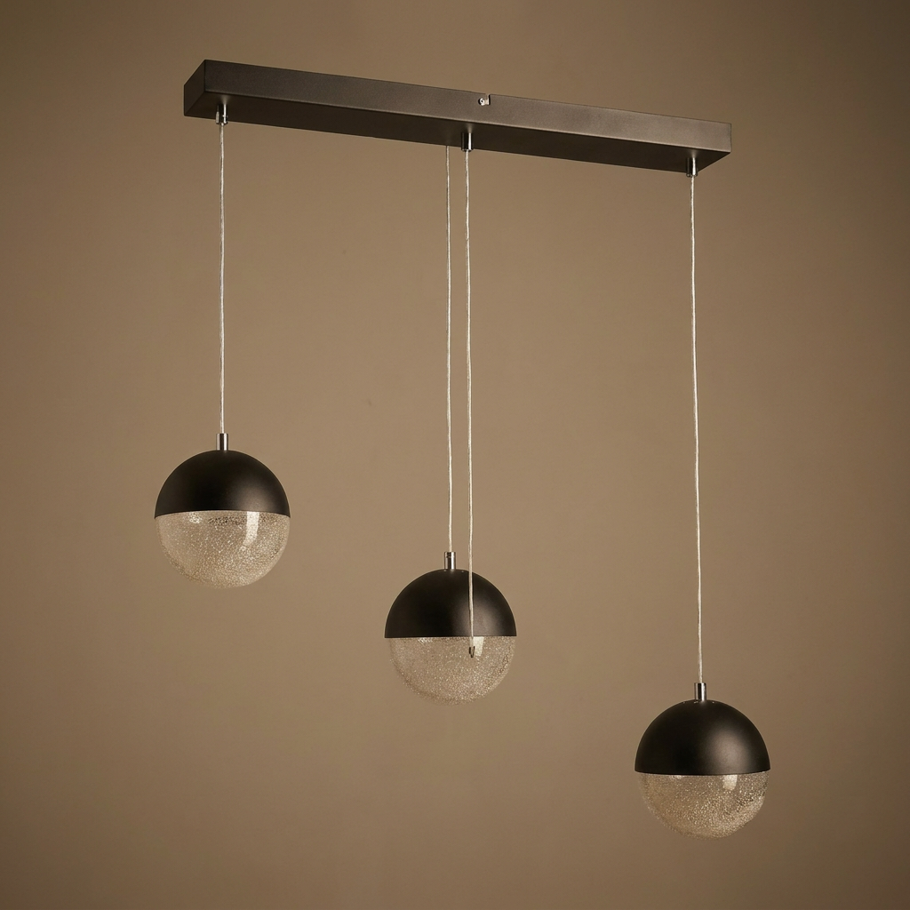 Suspension LED Métal Verre Noir · Furni · photo 13