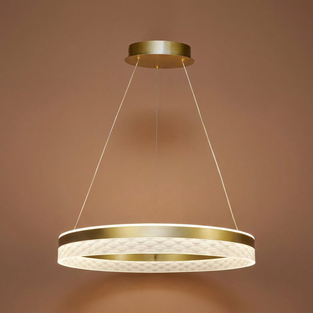 Suspension 2 Lampes LED Acier Composite Doré · photo 12
