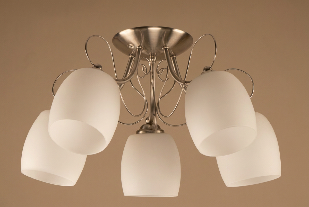 Suspension 5 Lampes Acier Verre Chromé · Amba · photo 12