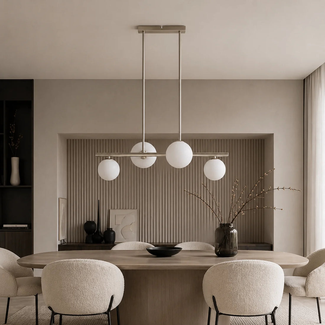 Suspension 4 Globes Verre Opale Laiton · Celeste · photo 2