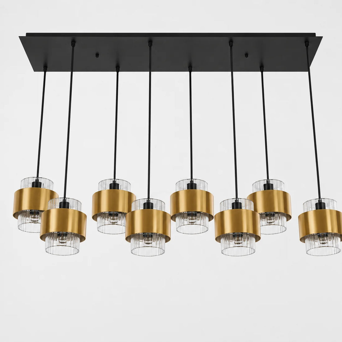 Suspension 8 Lampes Verre Fumé Laiton · Gatsby · photo 4
