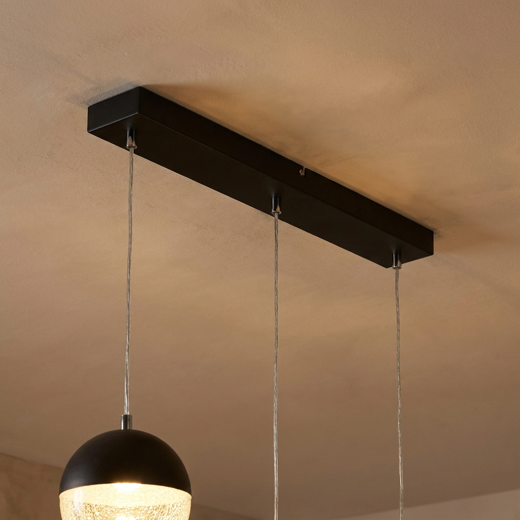 Suspension LED Métal Verre Noir · Furni · photo 14