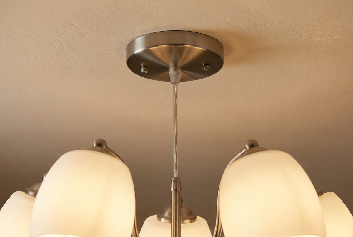 Suspension 5 Lampes Acier Verre Chromé · Amba · photo 13