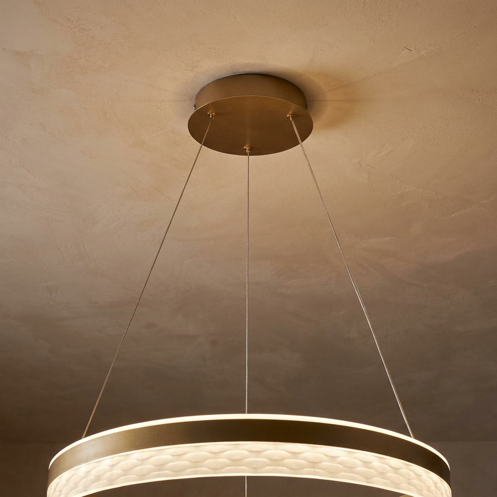 Suspension 2 Lampes LED Acier Composite Doré · photo 13