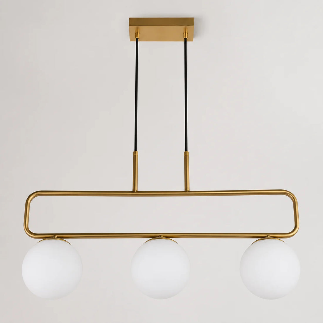 Suspension 3 Globes Verre Opale Structure Laiton · Aurora · photo 3