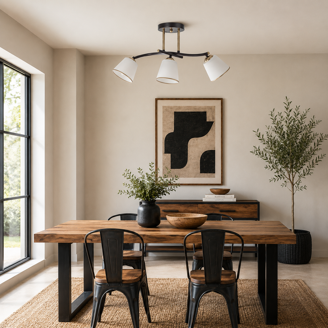 Plafonnier 3 Lampes Acier Verre