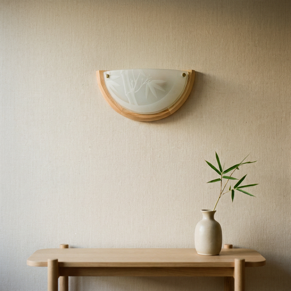 Applique Murale Métal Verre Bois Pin | Bamboo