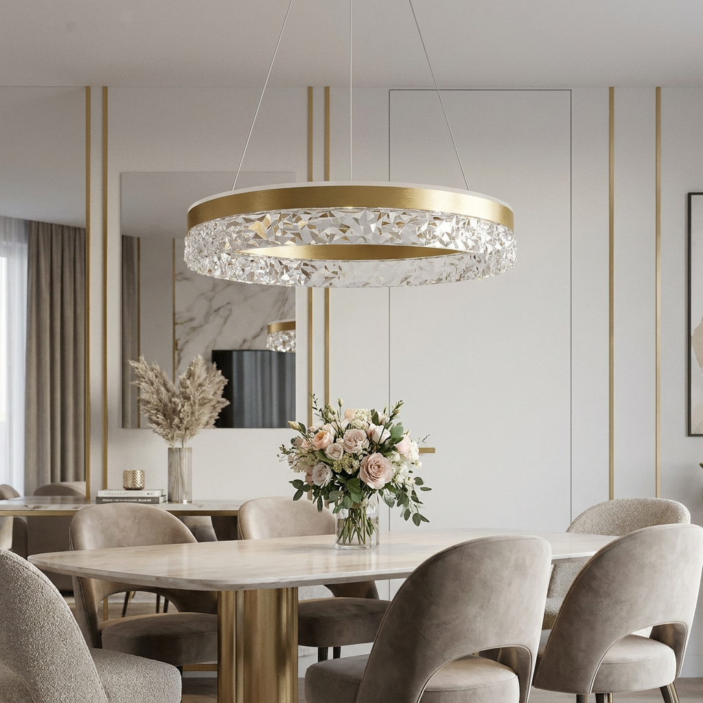 Suspension LED Acier Composite Doré | Frozi