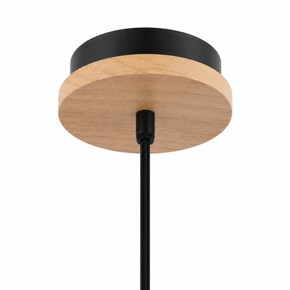 Suspension Cylindrique Fils PVC Noir Bois | Kyoto Slim