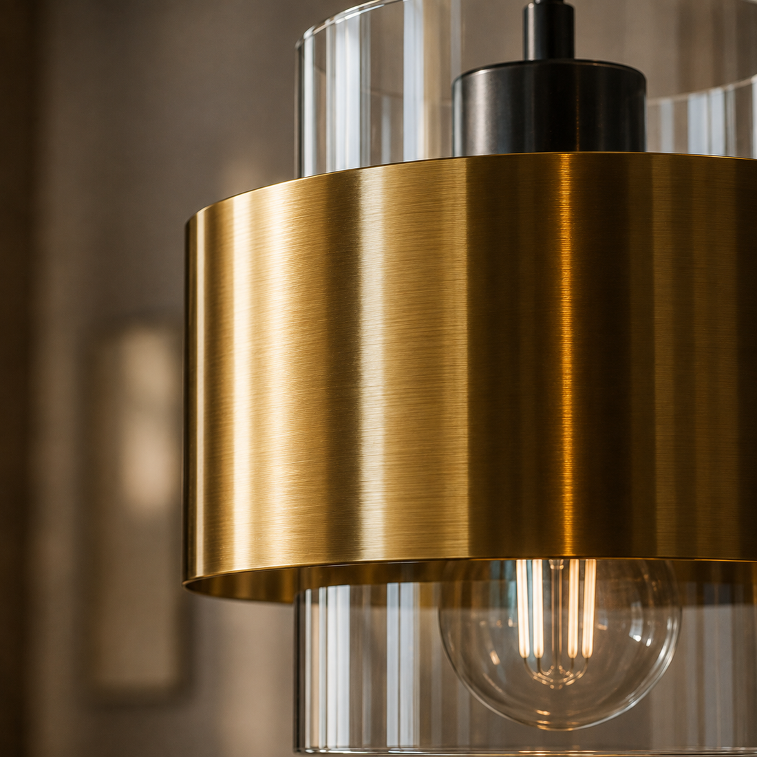 Suspension Barre 3 Lampes en Verre & Laiton - Halo