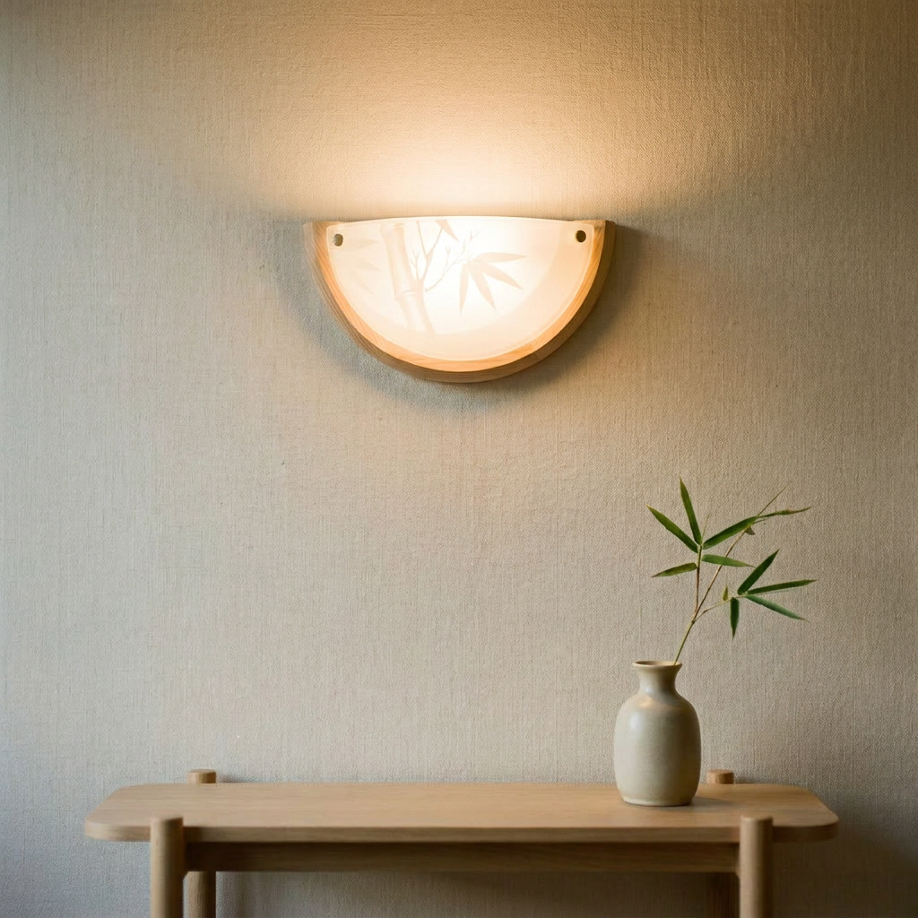 Applique Murale Métal Verre Bois Pin | Bamboo