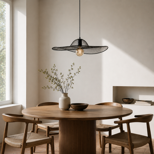 Suspension Chapeau Ajouré en Maille Métallique Noire - Onyx