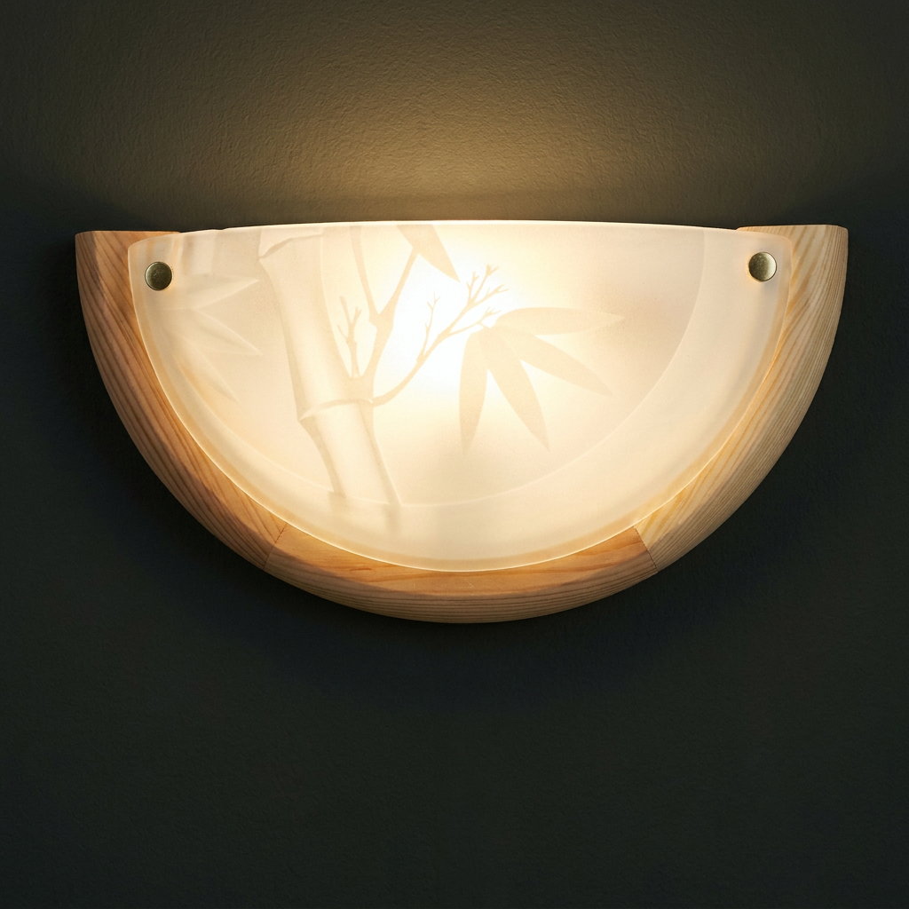 Applique Murale Métal Verre Bois Pin | Bamboo