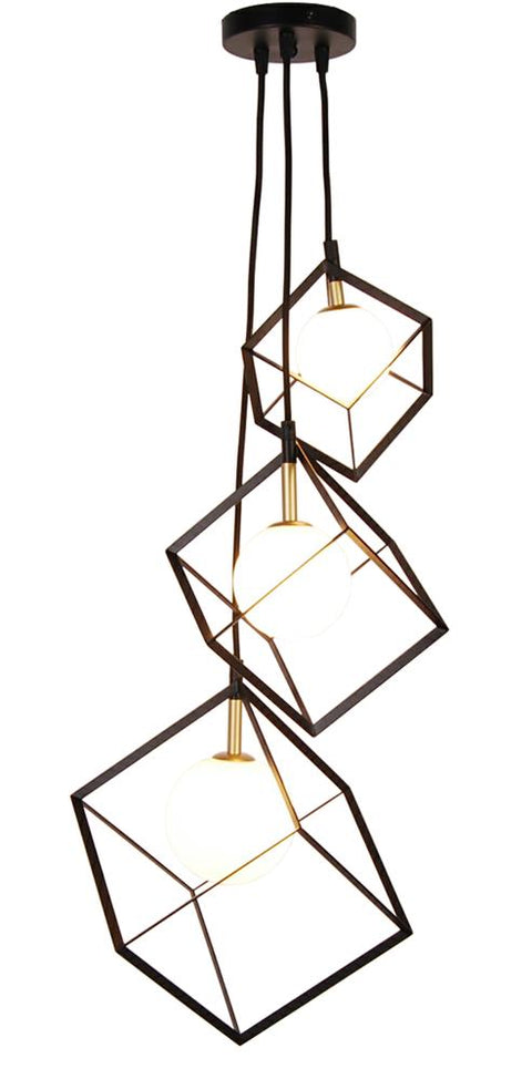 Suspension 3 Lampes Métal Verre · Weert