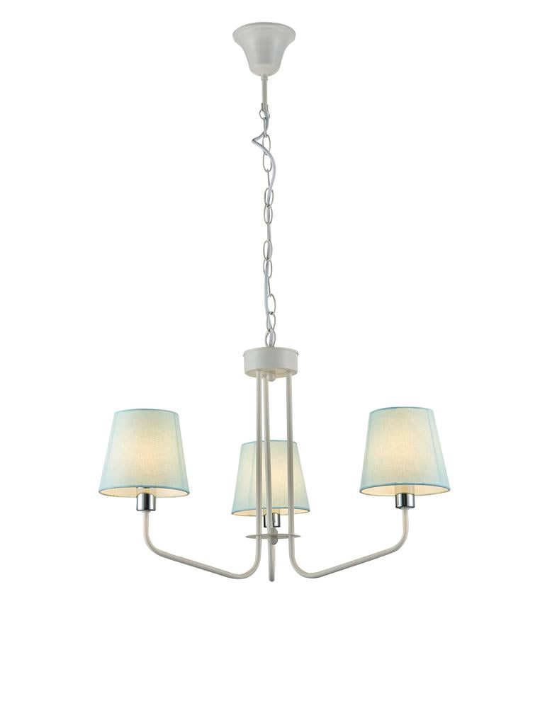 Suspension 3 Lampes Métal Tissu Blanc