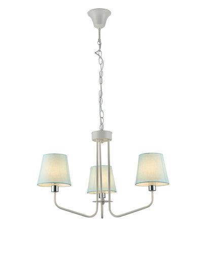 Suspension 3 Lampes Métal Tissu Blanc