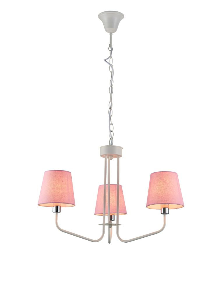 Suspension 3 Lampes Métal Tissu Blanc