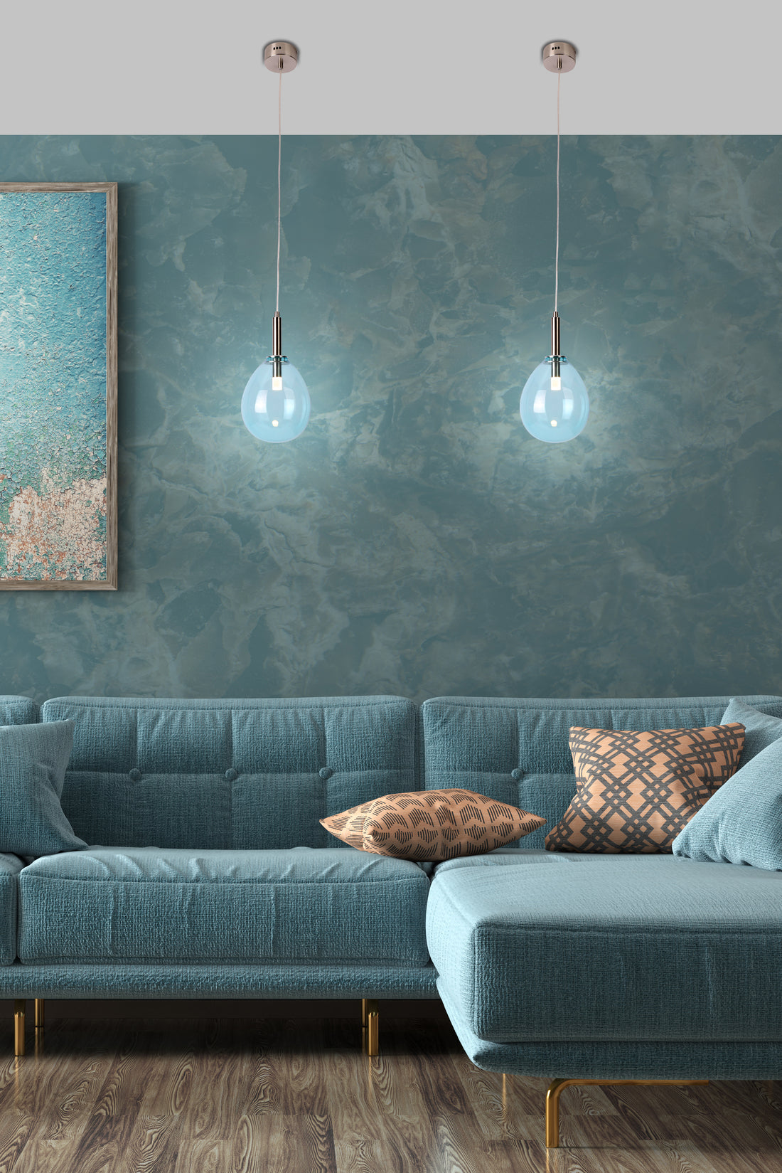 Suspension LED Verre Chromé · Lukka · photo 3