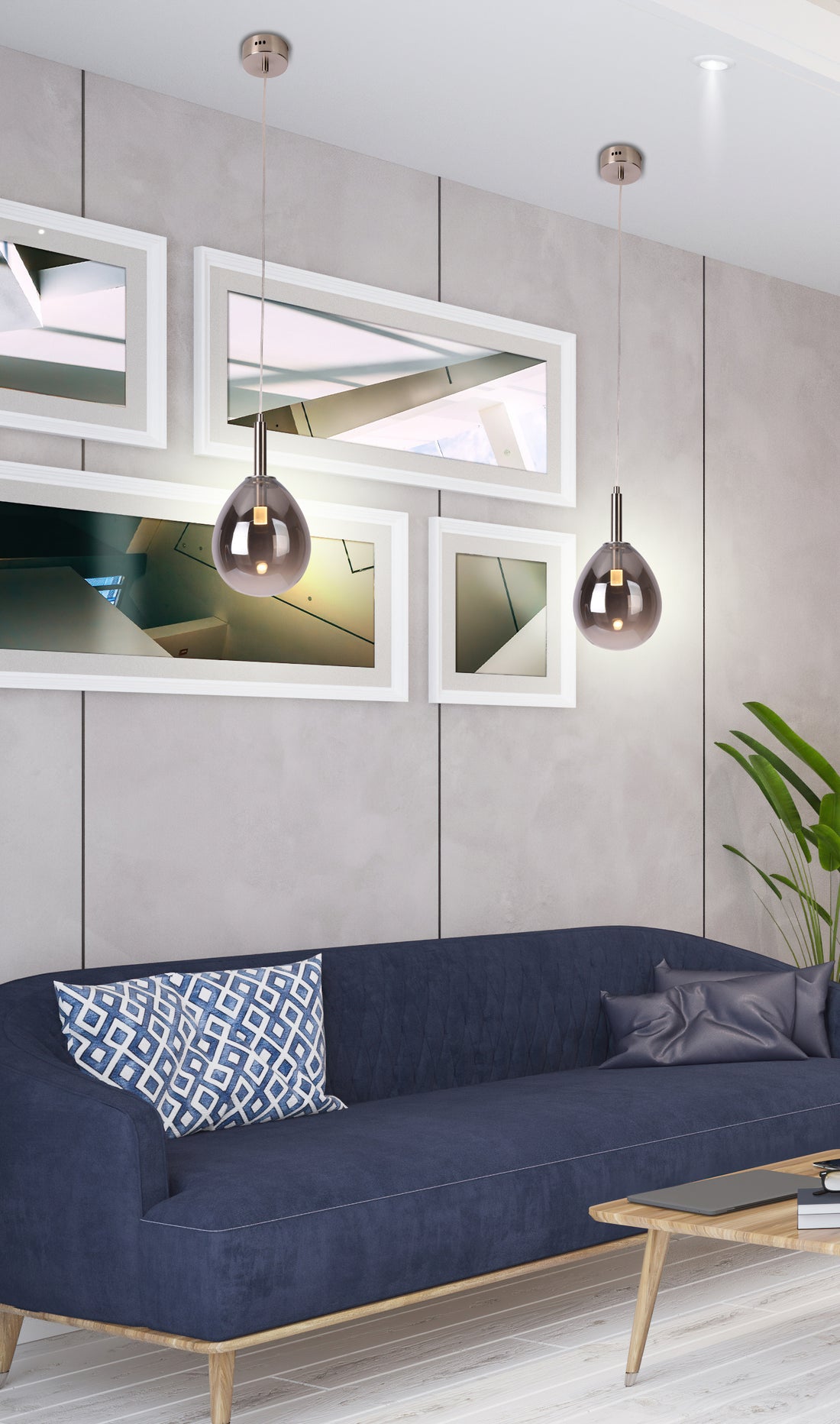 Suspension LED Verre Chromé · Lukka · photo 3
