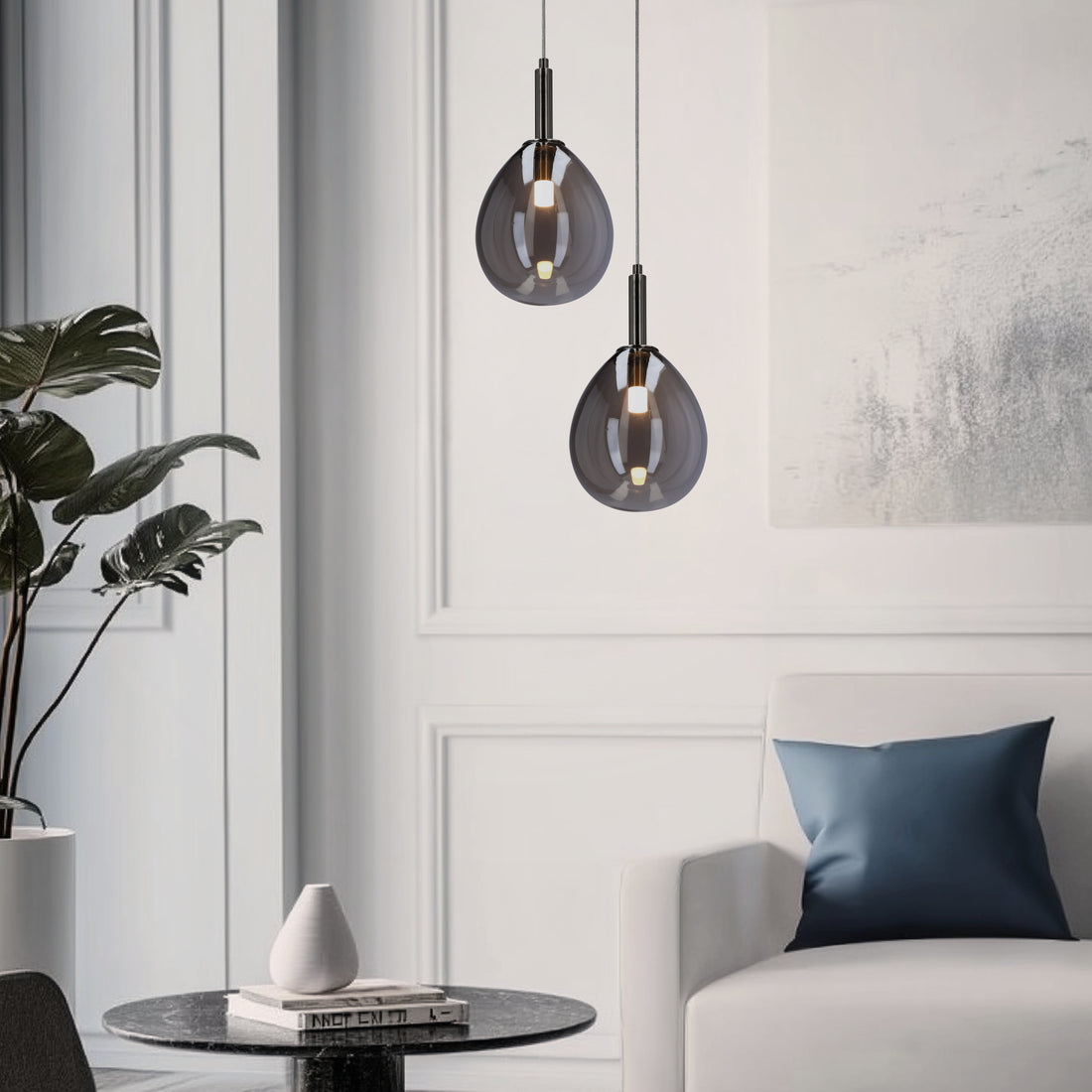Suspension LED Verre Chromé · Lukka · photo 4