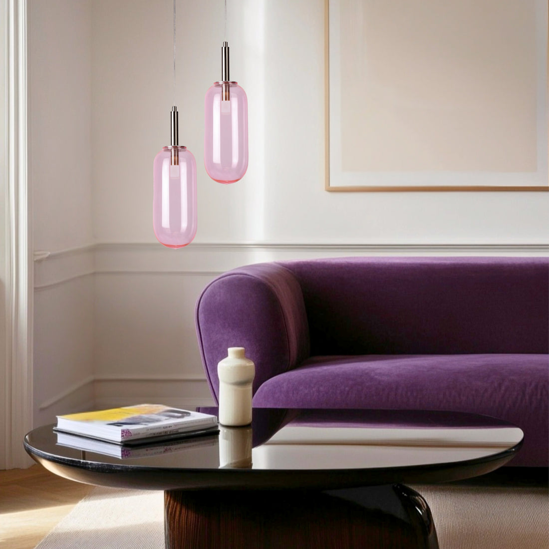 Suspension LED Verre Rose · Fiuggi · photo 2