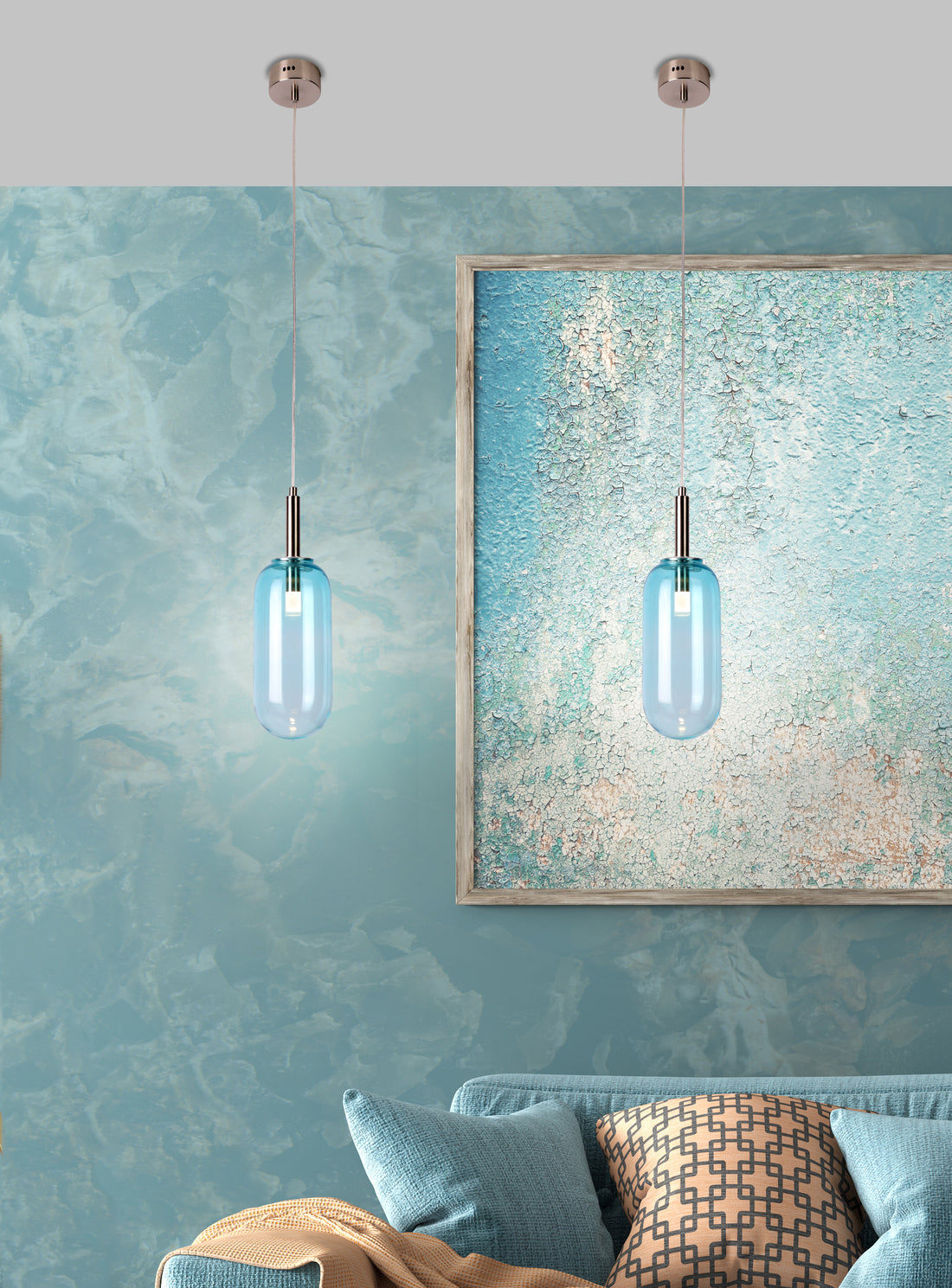Suspension LED Verre Bleu · Fiuggi · photo 2