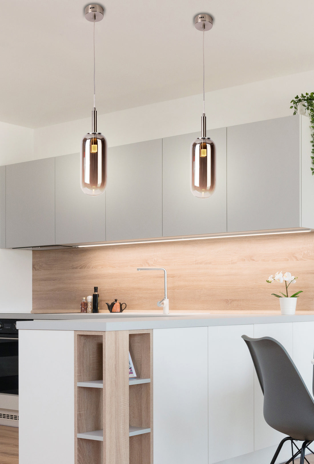 Suspension LED Verre Argenté · Fiuggi · photo 2