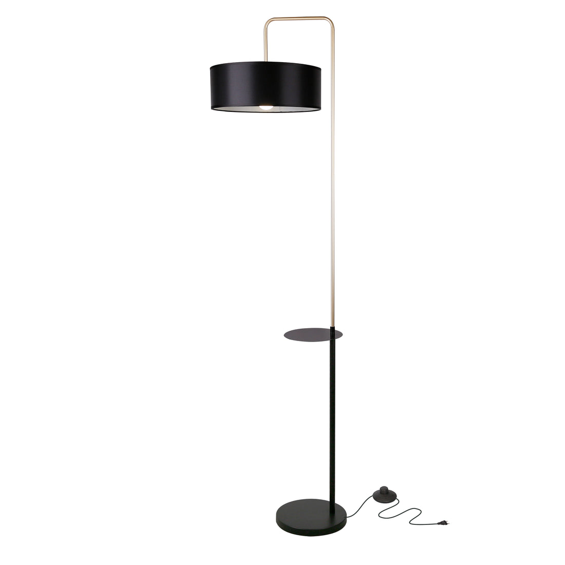 Lampadaire Acier Tissu Noir Doré · Impact