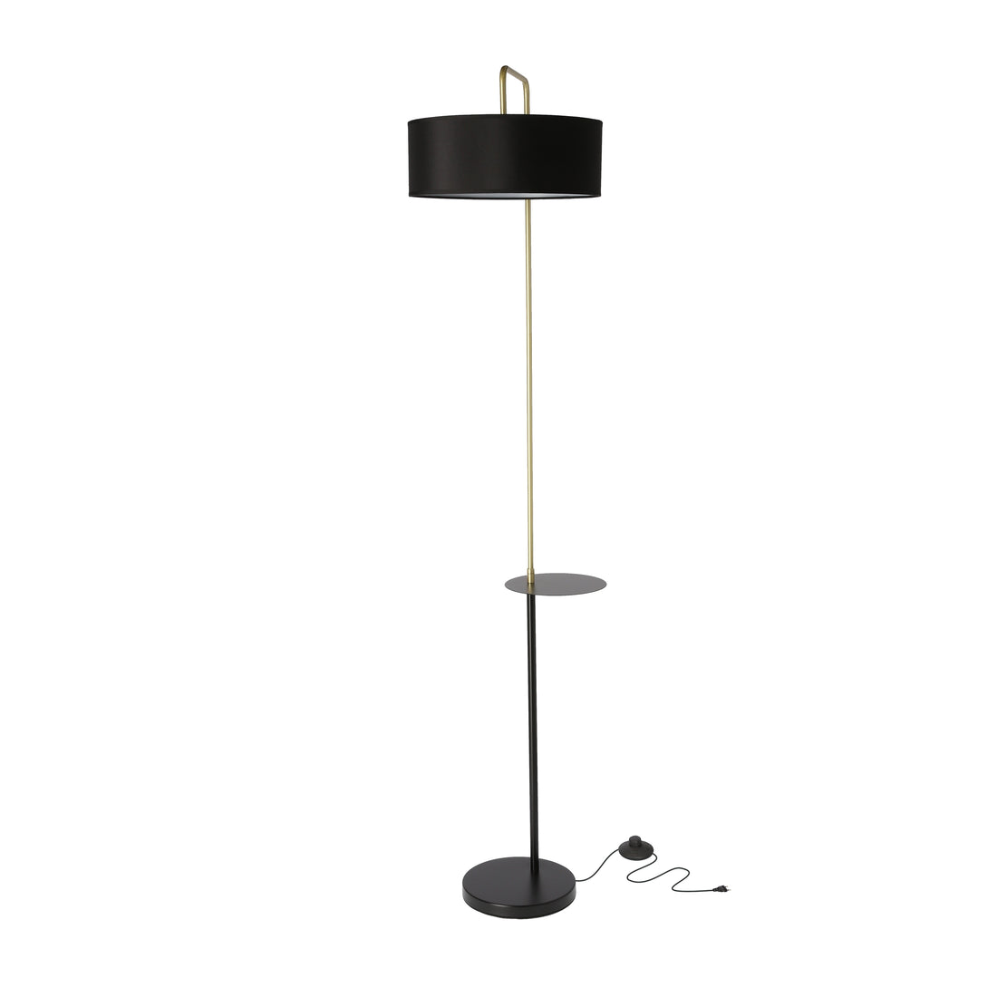 Lampadaire Acier Tissu Noir Doré · Impact · photo 3